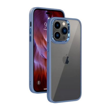 iPhone 14 Case Cover - Non-Slippery, Clear & Hard, Shock & Scratch Protection With Screen & Rear Camera Lens Guard - Blue